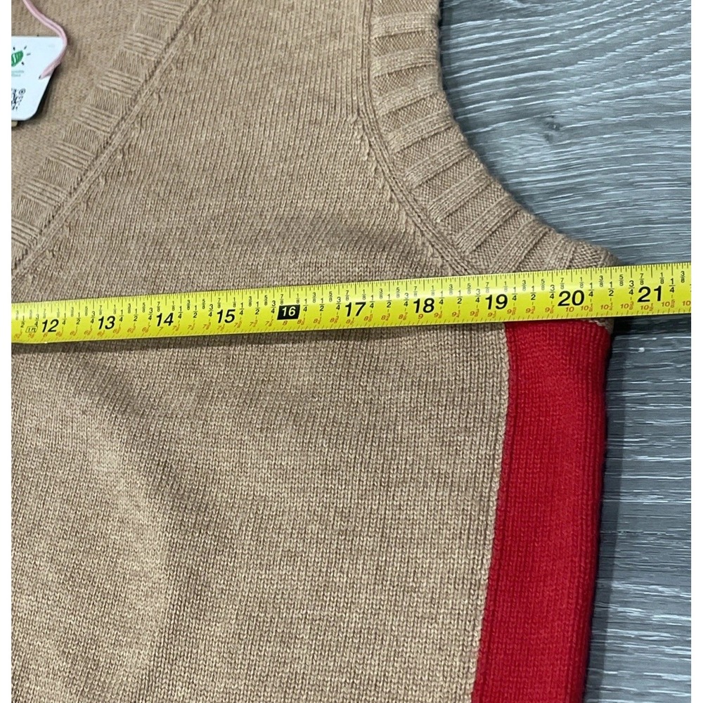 Boden Camel and Red Sleeveless Button Front Sweater Vest - Picture 8 of 11